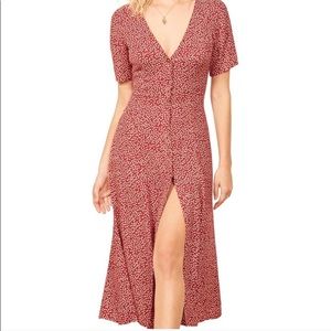 Reformation Red Floral Locklin Midi Dress
